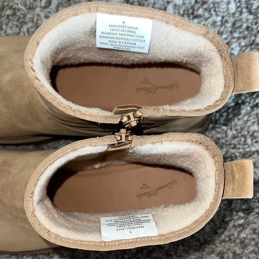 Universal Thread Wedge Tan Suede Boots with Sherpa lining Size 9 - Picture 2 of 9